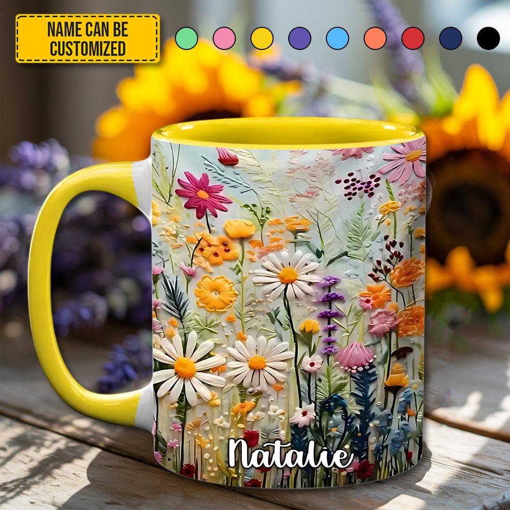 Spring Flowers - Personalized Flower Accent Mug - Image 4