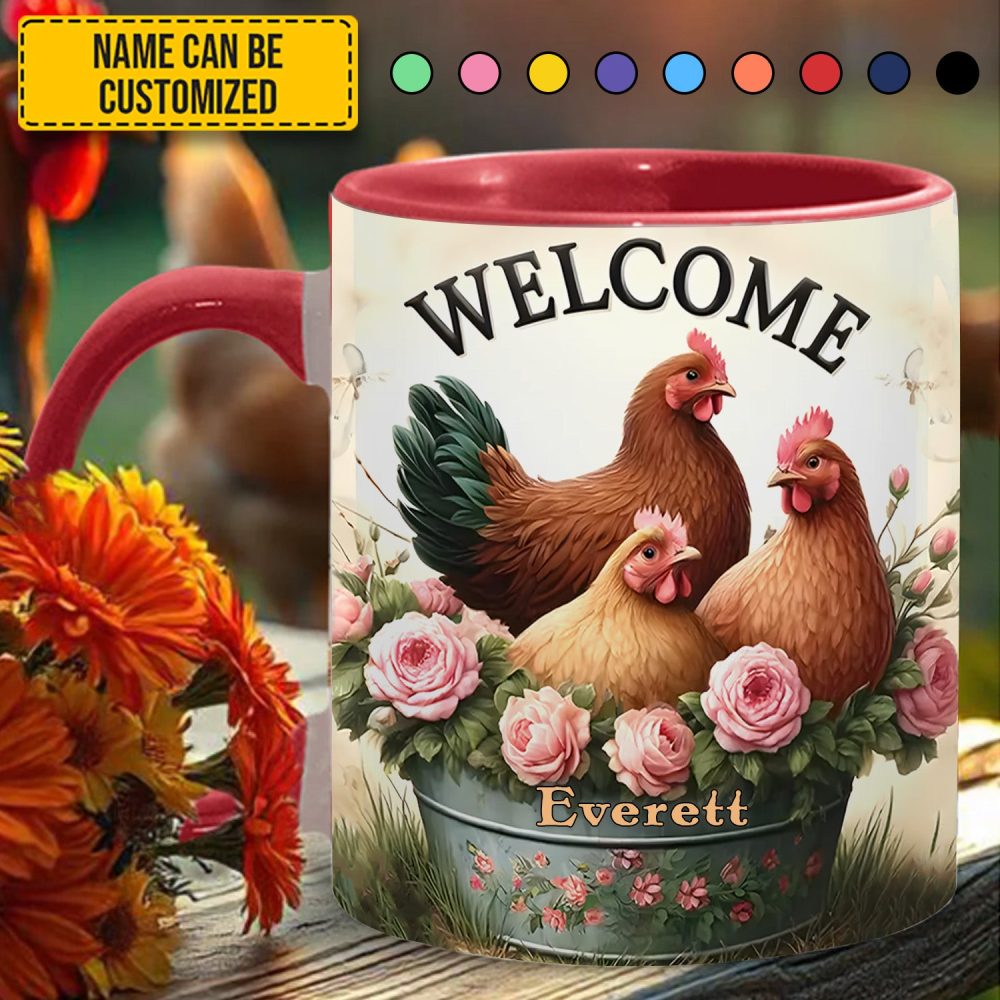 Chicken Welcome - Personalized Chicken Accent Mug - Image 4