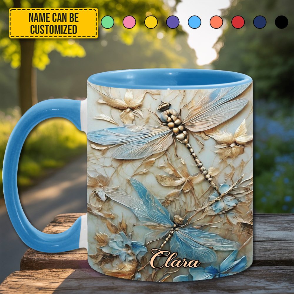 Dragonflies Accent Mug - Personalized Accent Mug - Image 4