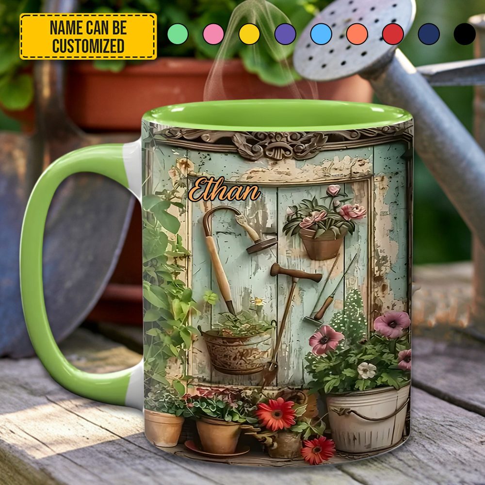 Garden Tools And Flowers - Personalized Gardening Accent Mug - Image 4