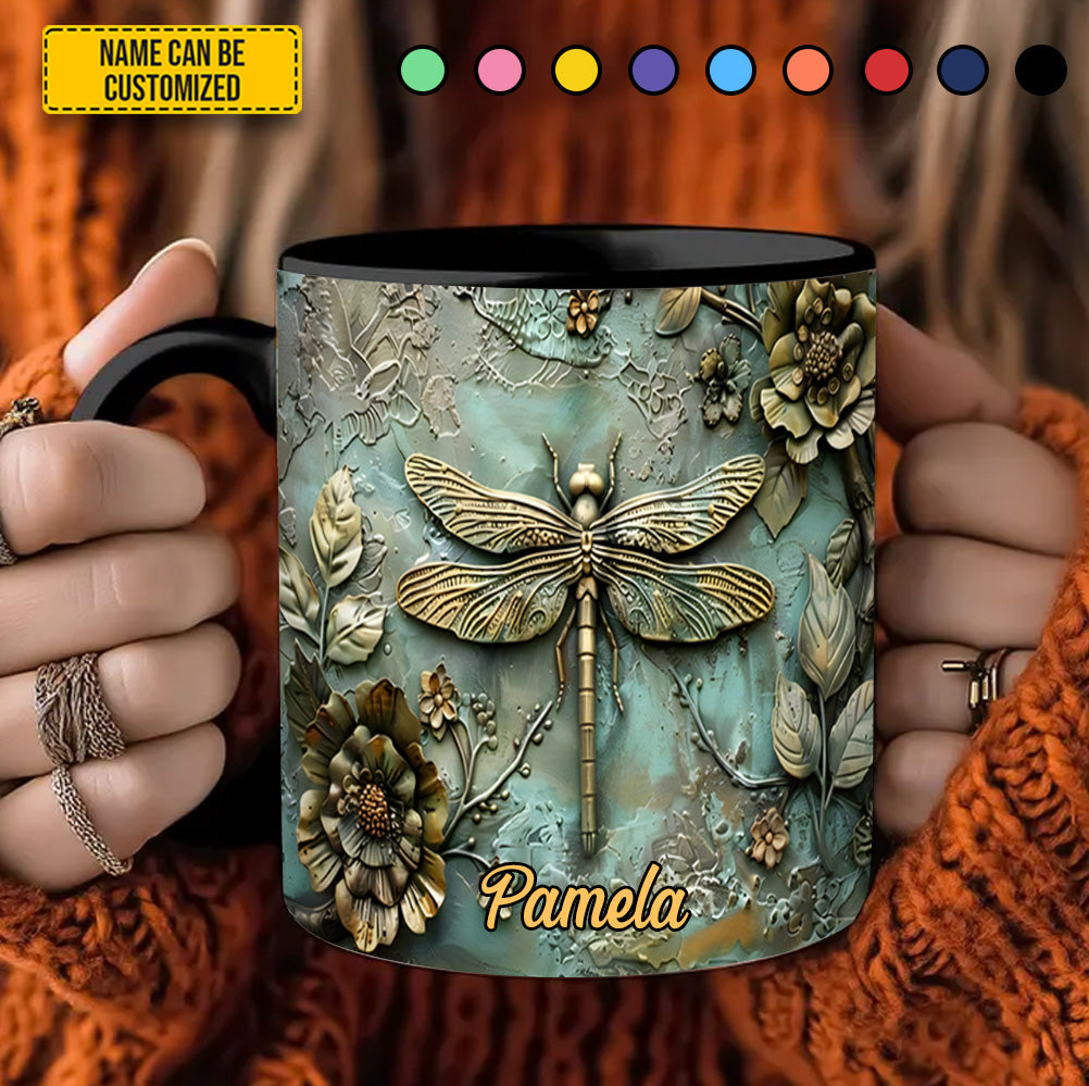 Vintage Dragonfly - Personalized Dragonfly Accent Mug - Image 4