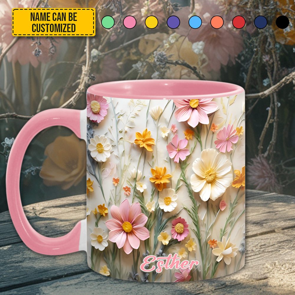 Flower Accent Mug - Personalized Accent Mug - Image 4