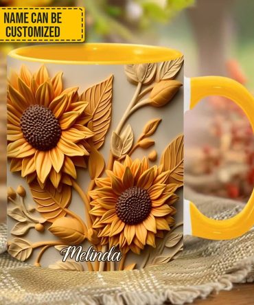 Sunflower Accent Mug - Personalized Accent Mug