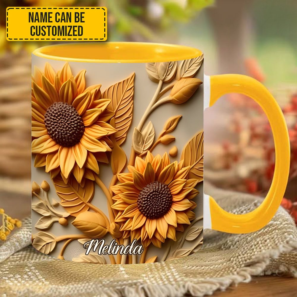 Sunflower Accent Mug - Personalized Accent Mug