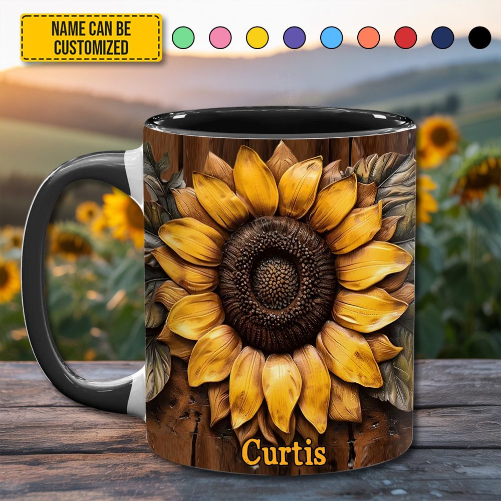 Sunflower Accent Mug - Personalized Accent Mug - Image 5