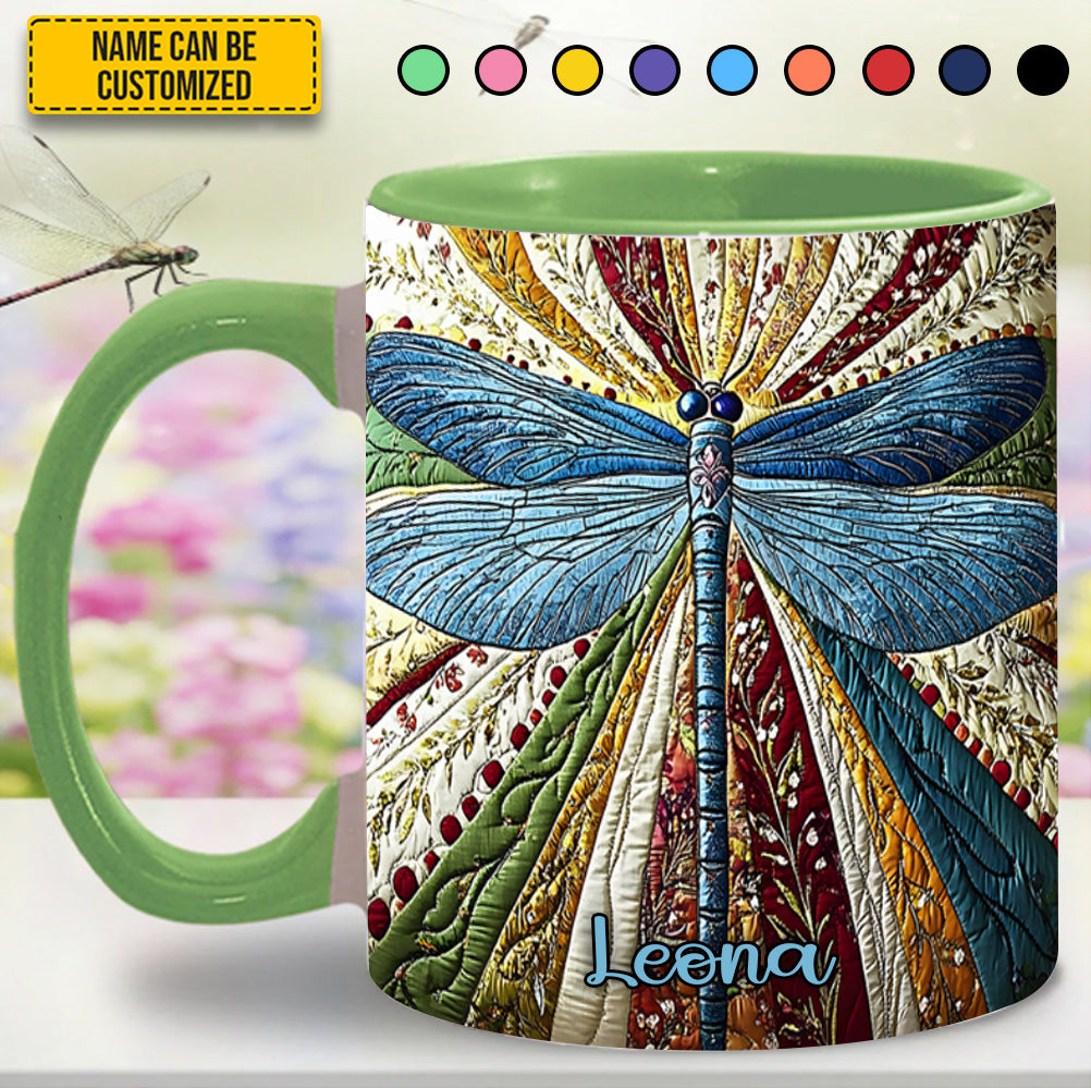 Dragonfly Golden - Personalized Dragonfly Accent Mug - Image 3