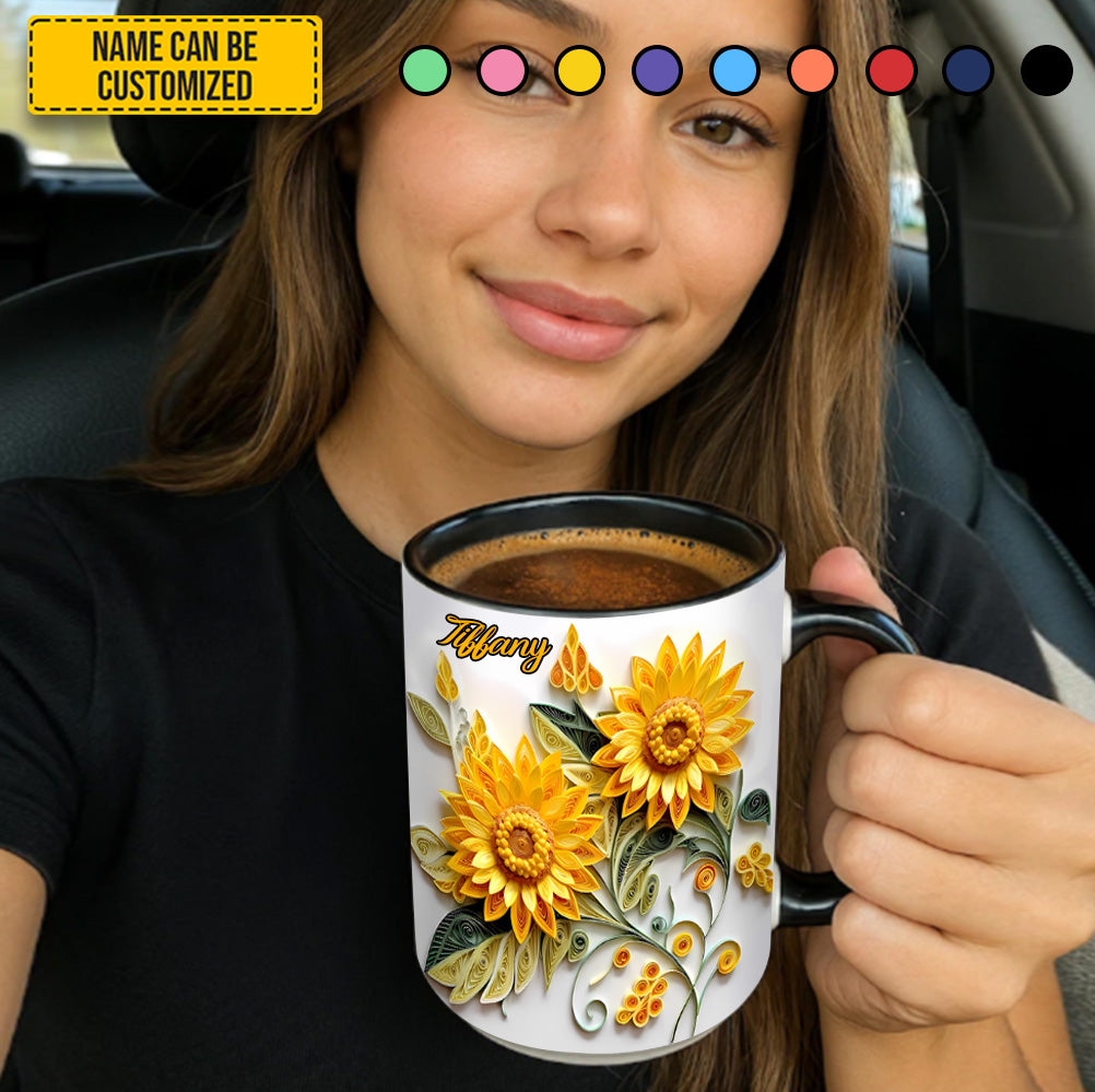 Personalized Sunflower Accent Mug - Image 4