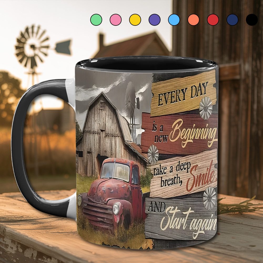Everyday Is A New Beginning - Country Truck Accent Mug - Image 13