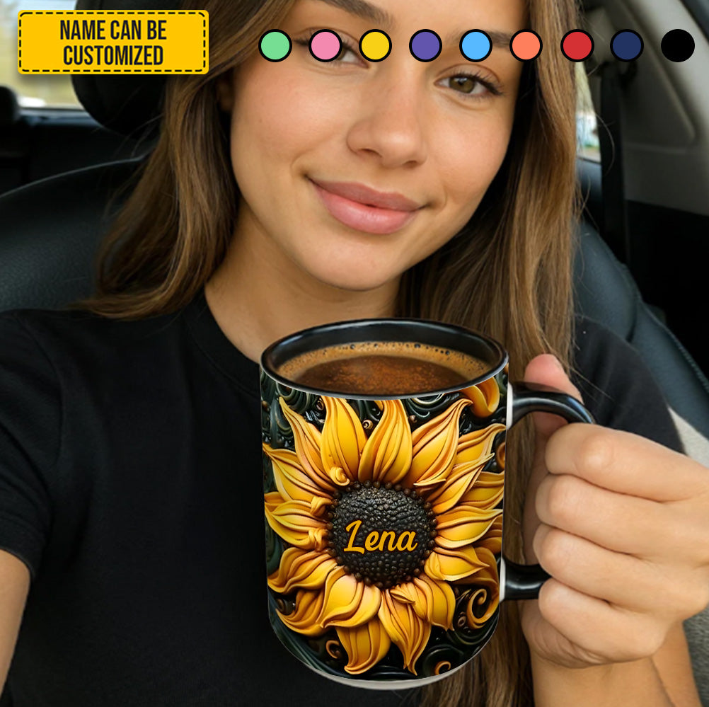Love Sunflower - Personalized Accent Mug - Image 4