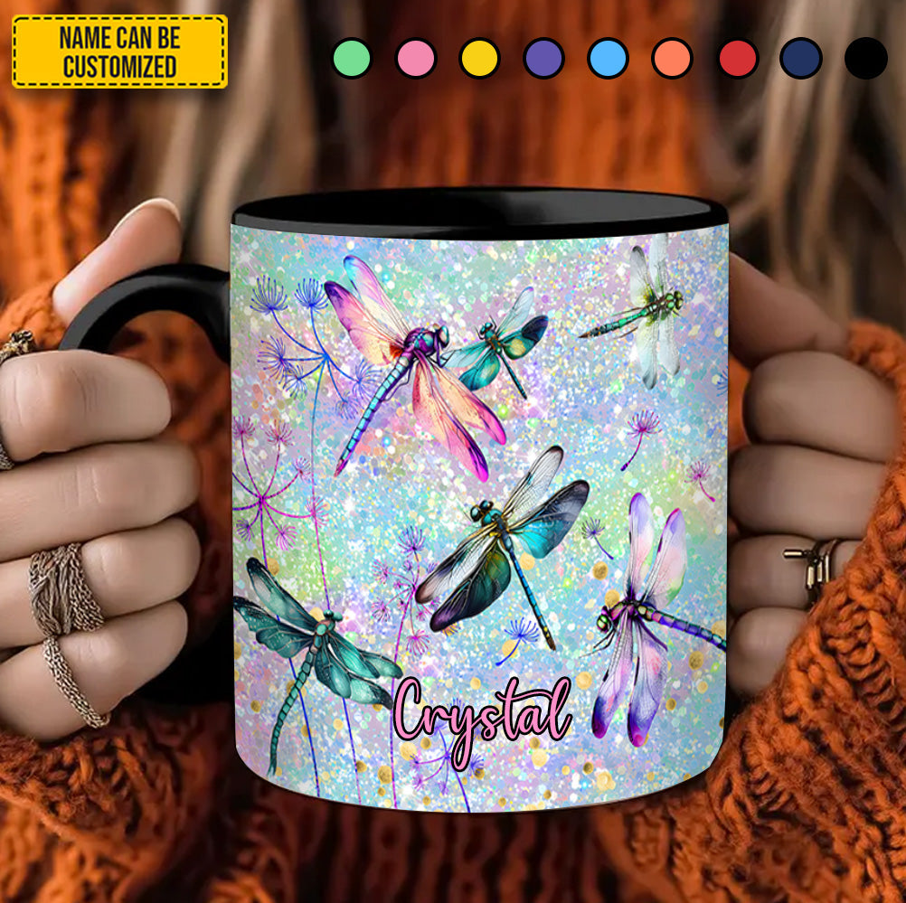 Colorful Dragonflies - Personalized Dragonfly Accent Mug - Image 4