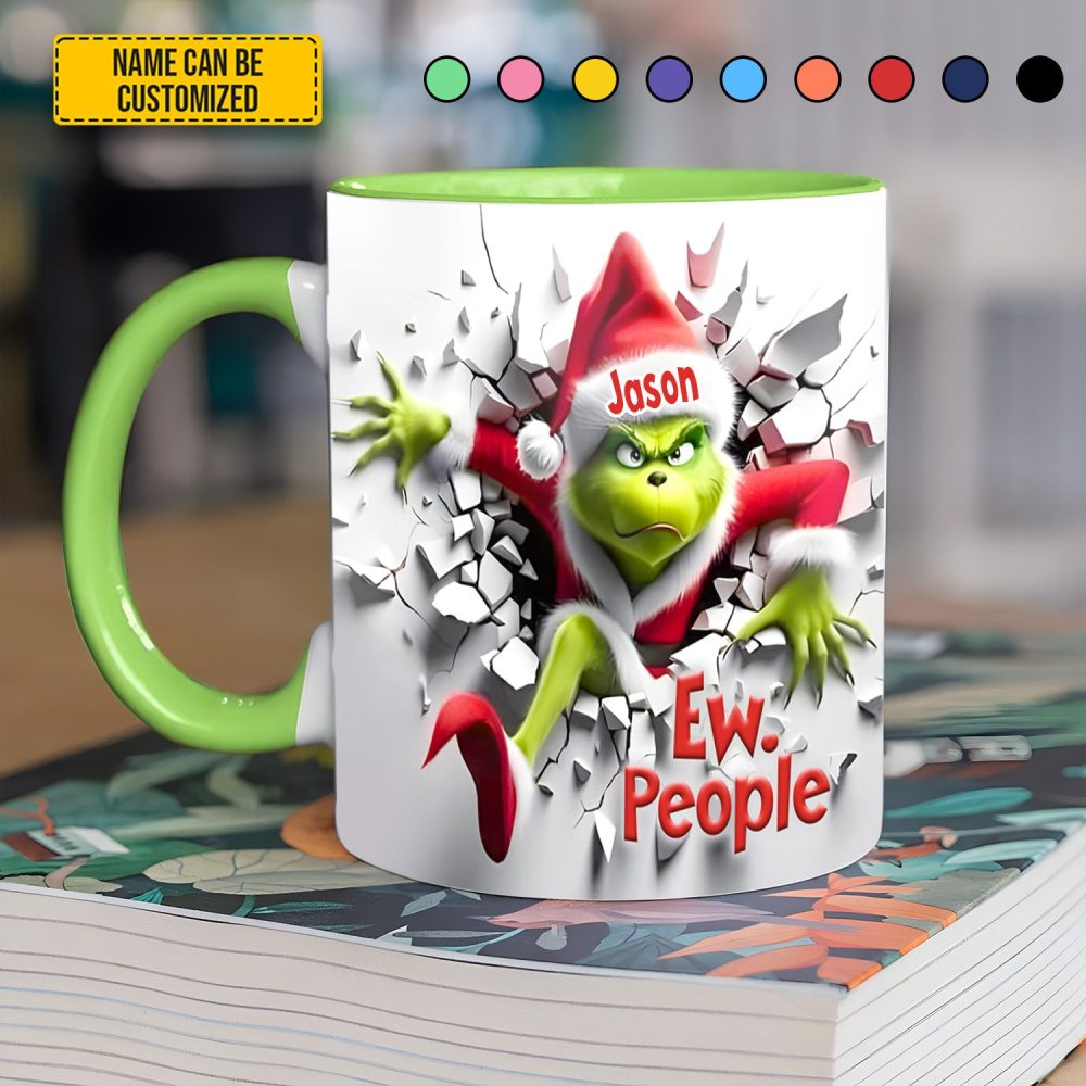 Grumpy Christmas Monster – Personalized Funny Accent Mug - Image 5