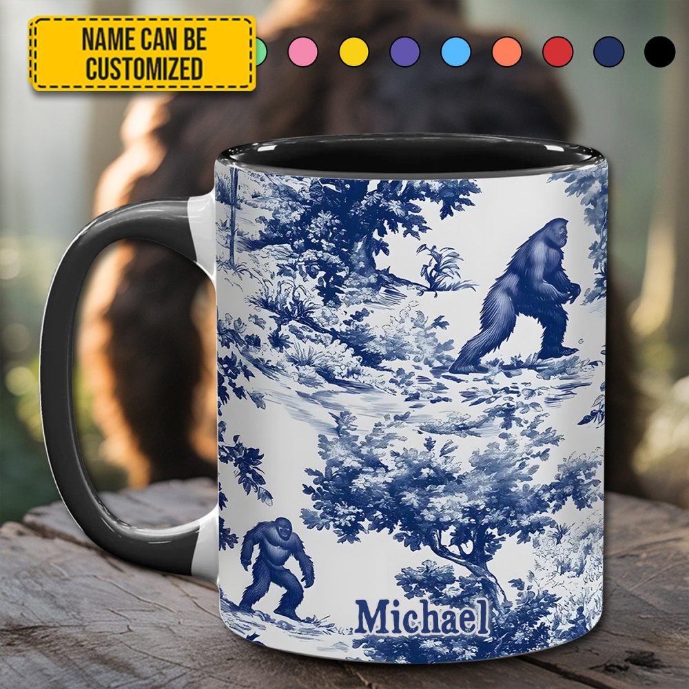 Bigfoot Sasquatch Print Forest Toile Funny - Personalized Accent Mug - Image 11