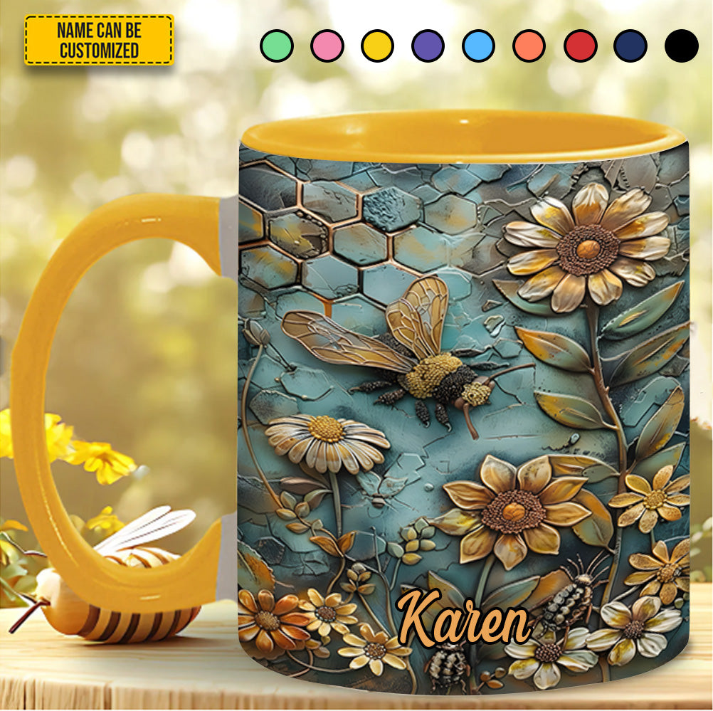 Bee Flowers - Personalized Accent Mug - Image 4
