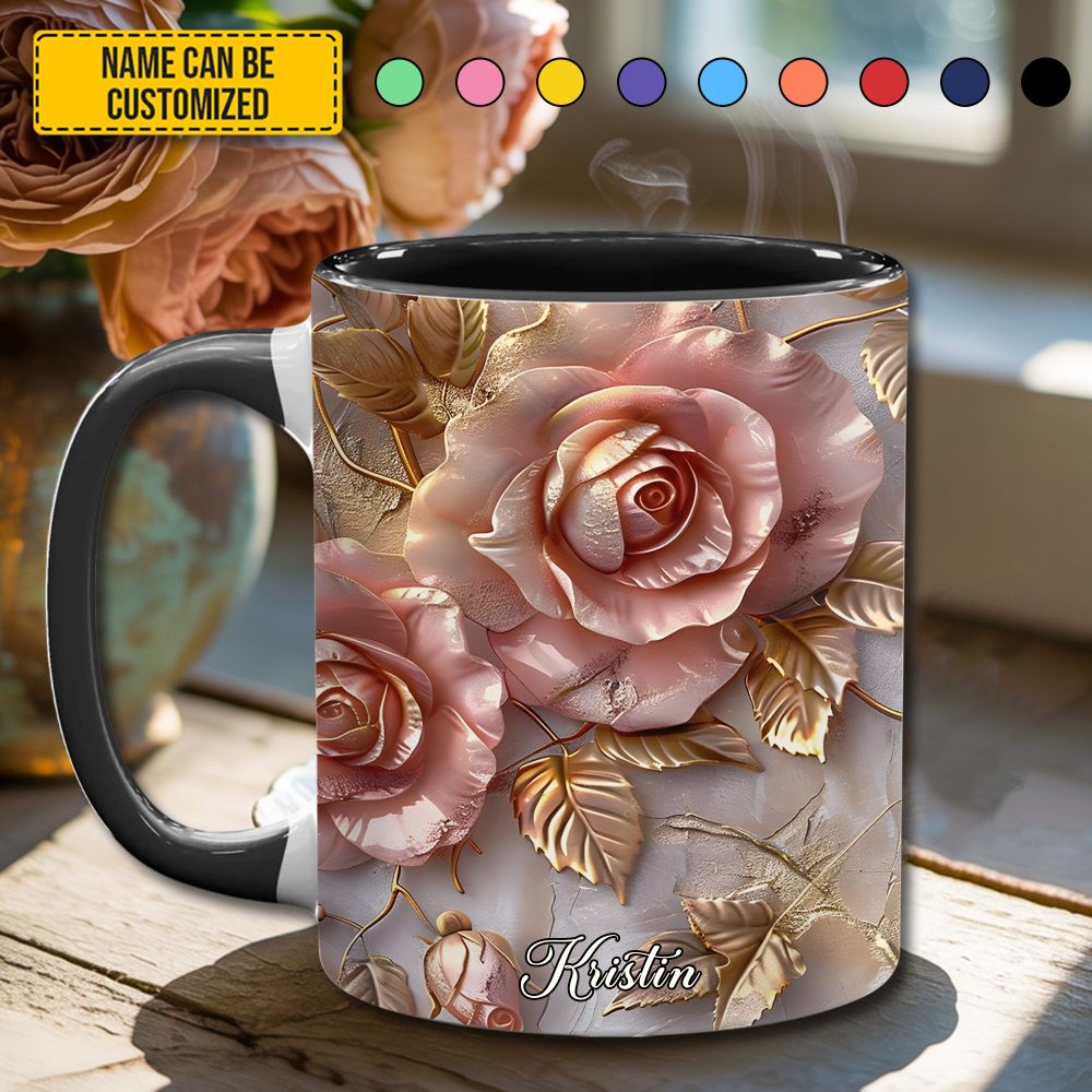 Beautiful Rose - Personalized Accent Mug - Image 4