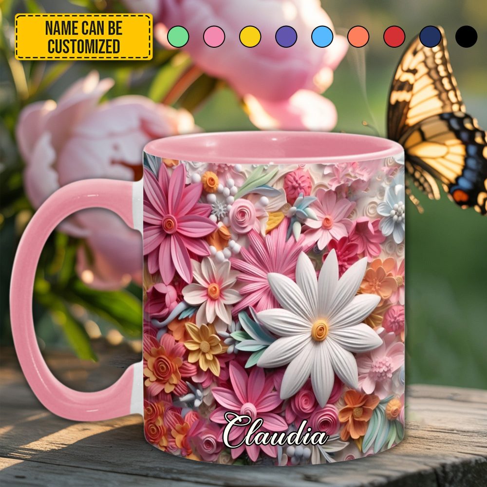 Colorful Flower - Personalized Accent Mug - Image 4