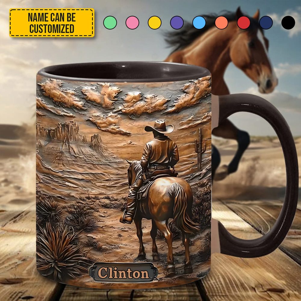 Cowboy & Horse - Personalized Accent Mug - Image 4