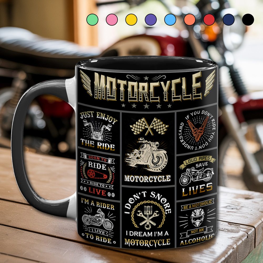 Vintage Motorcycle Collection Accent Mug - Image 5