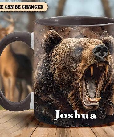 Personalized Grizzly Bear Accent Mug – The Perfect Rustic Gift For Men, Dads, And Nature Lovers.