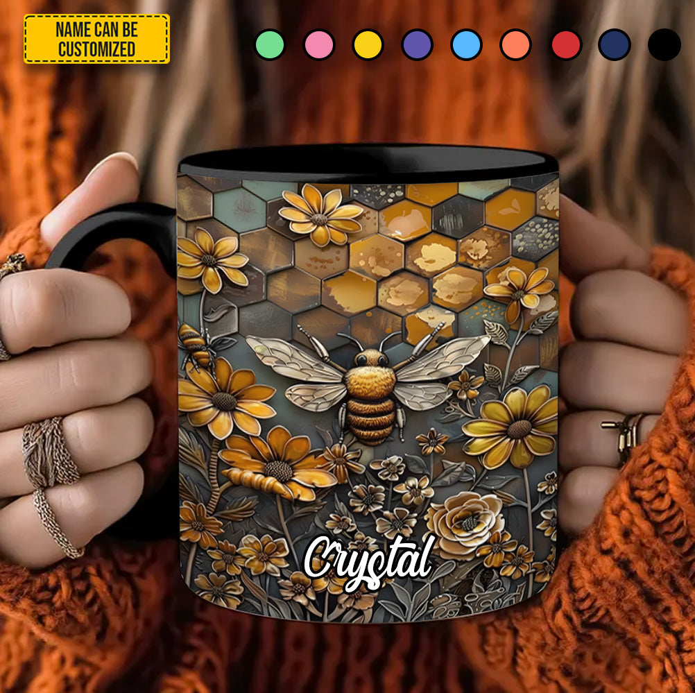 Bee Garden Flowers - Personalized Accent Mug - Image 5