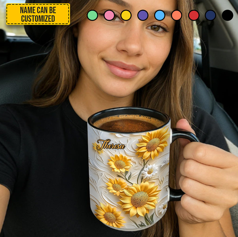 Beautiful Sunflower - Personalized Accent Mug - Image 5