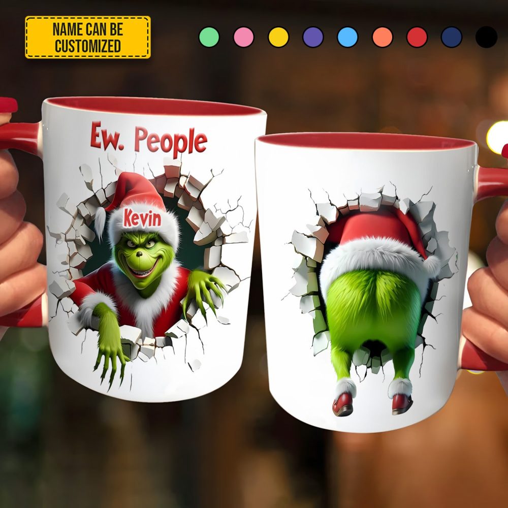 Funny Green Monster – Personalized Accent Mug - Image 4