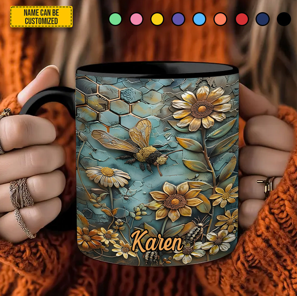 Bee Flowers - Personalized Accent Mug - Image 5