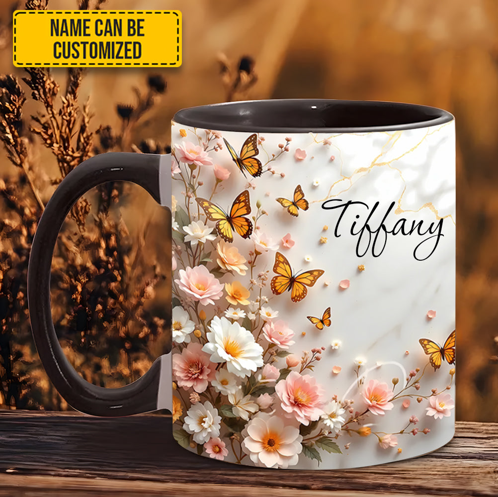 Butterfly And Flower - Personalized Accent Mug - Image 2