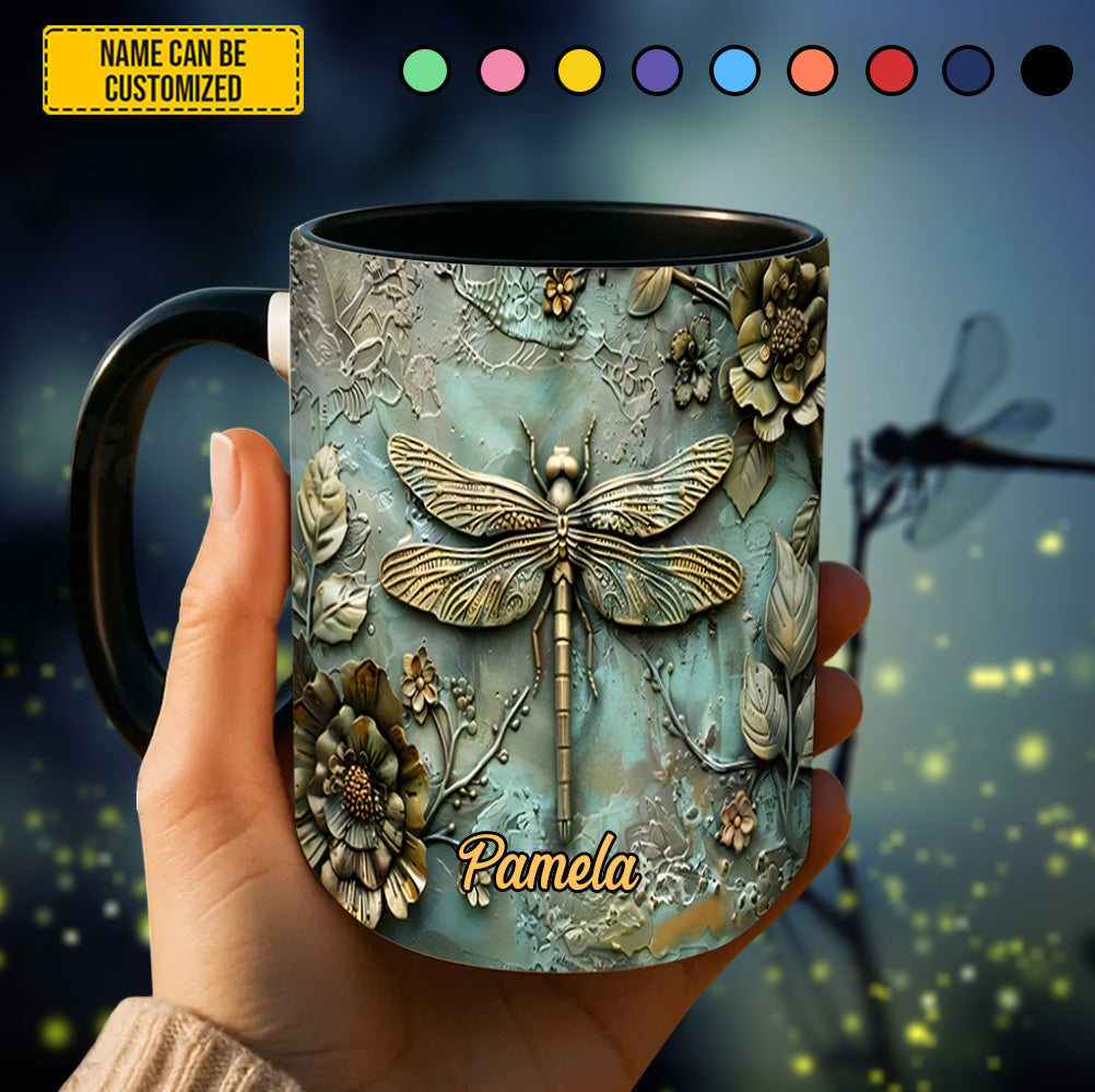 Vintage Dragonfly - Personalized Dragonfly Accent Mug - Image 5