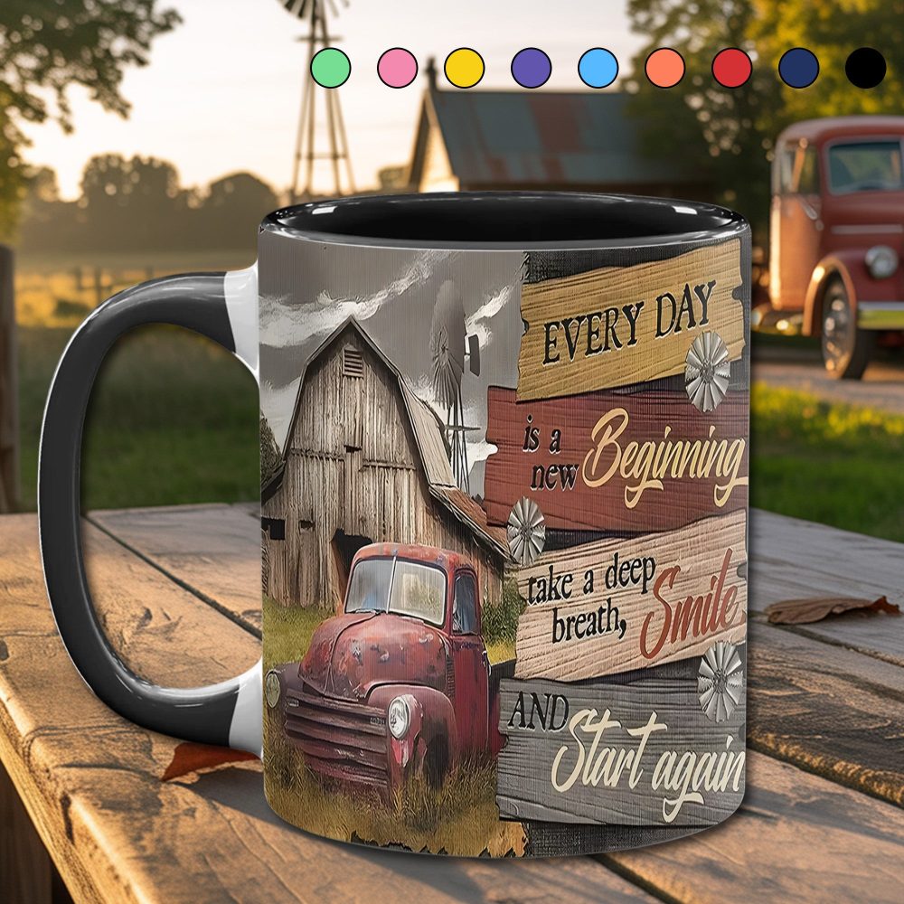 Everyday Is A New Beginning - Country Truck Accent Mug - Image 2