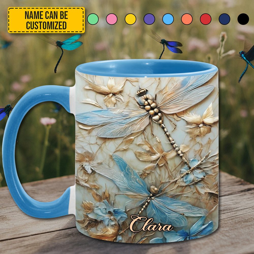 Dragonflies Accent Mug - Personalized Accent Mug - Image 5