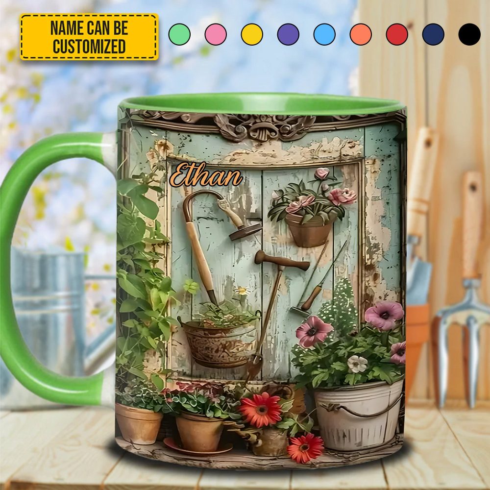 Garden Tools And Flowers - Personalized Gardening Accent Mug - Image 5