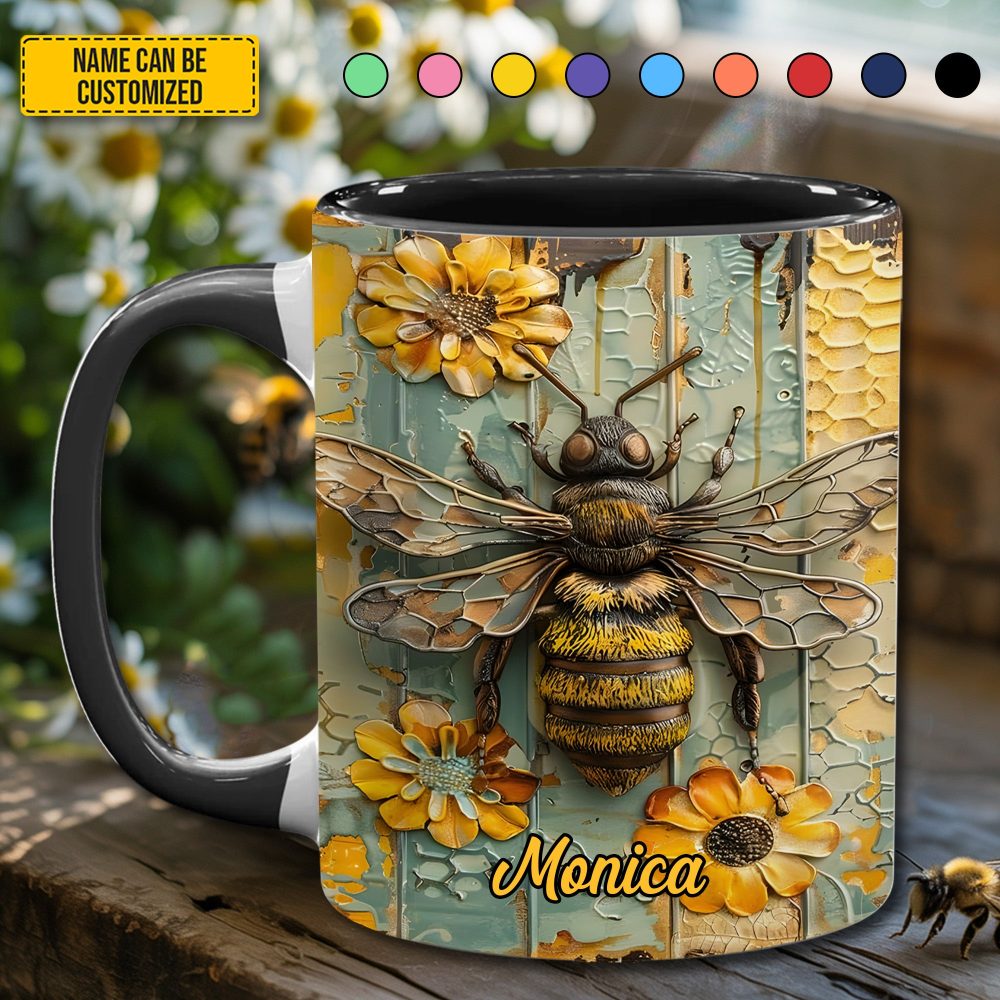 Personalized Honeybee Flowers Accent Mug - Image 5