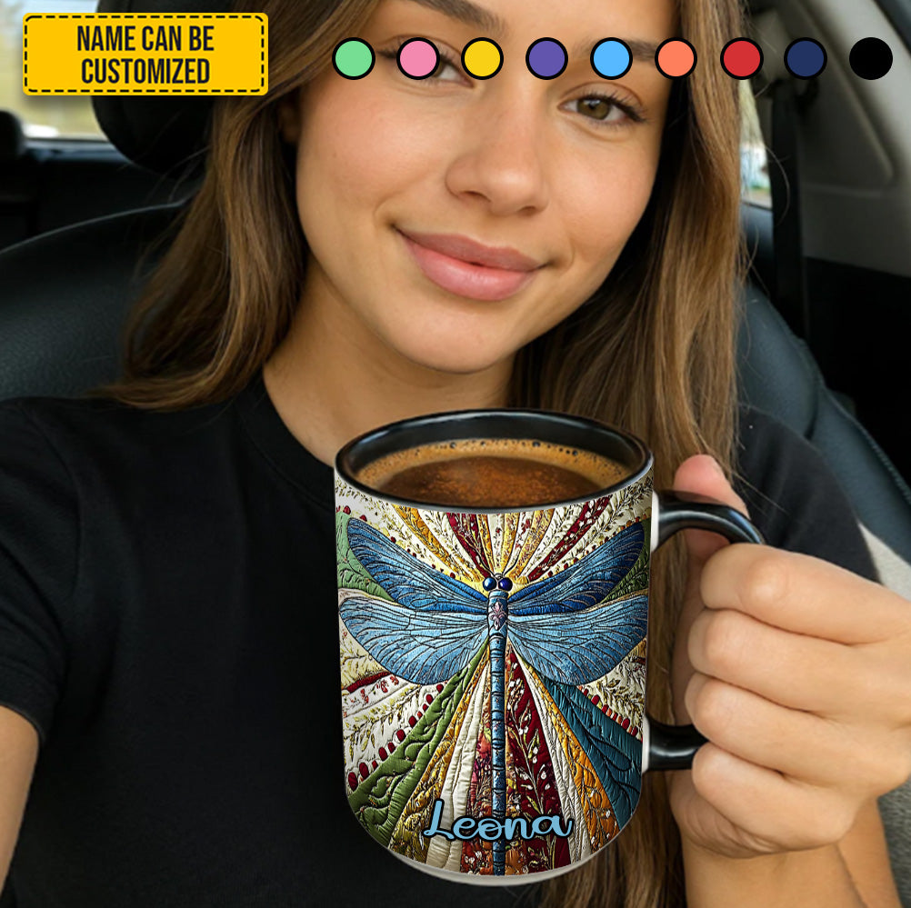 Dragonfly Golden - Personalized Dragonfly Accent Mug - Image 4