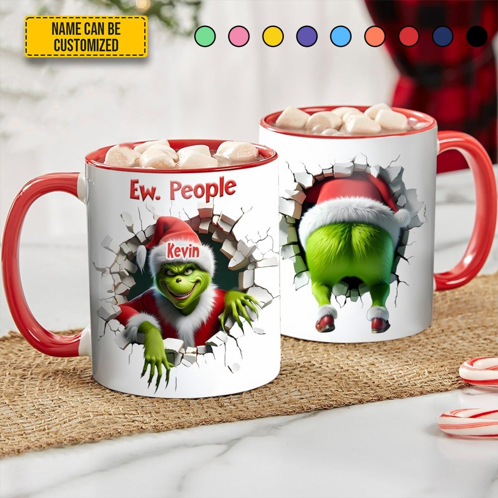 Funny Green Monster – Personalized Accent Mug - Image 3