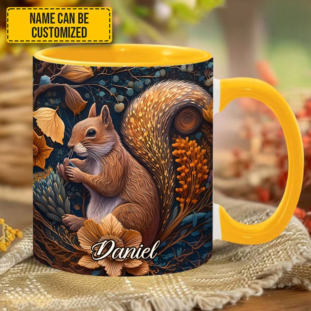 Autumn Squirrel – Personalized Squirrel Accent Mug - Image 4