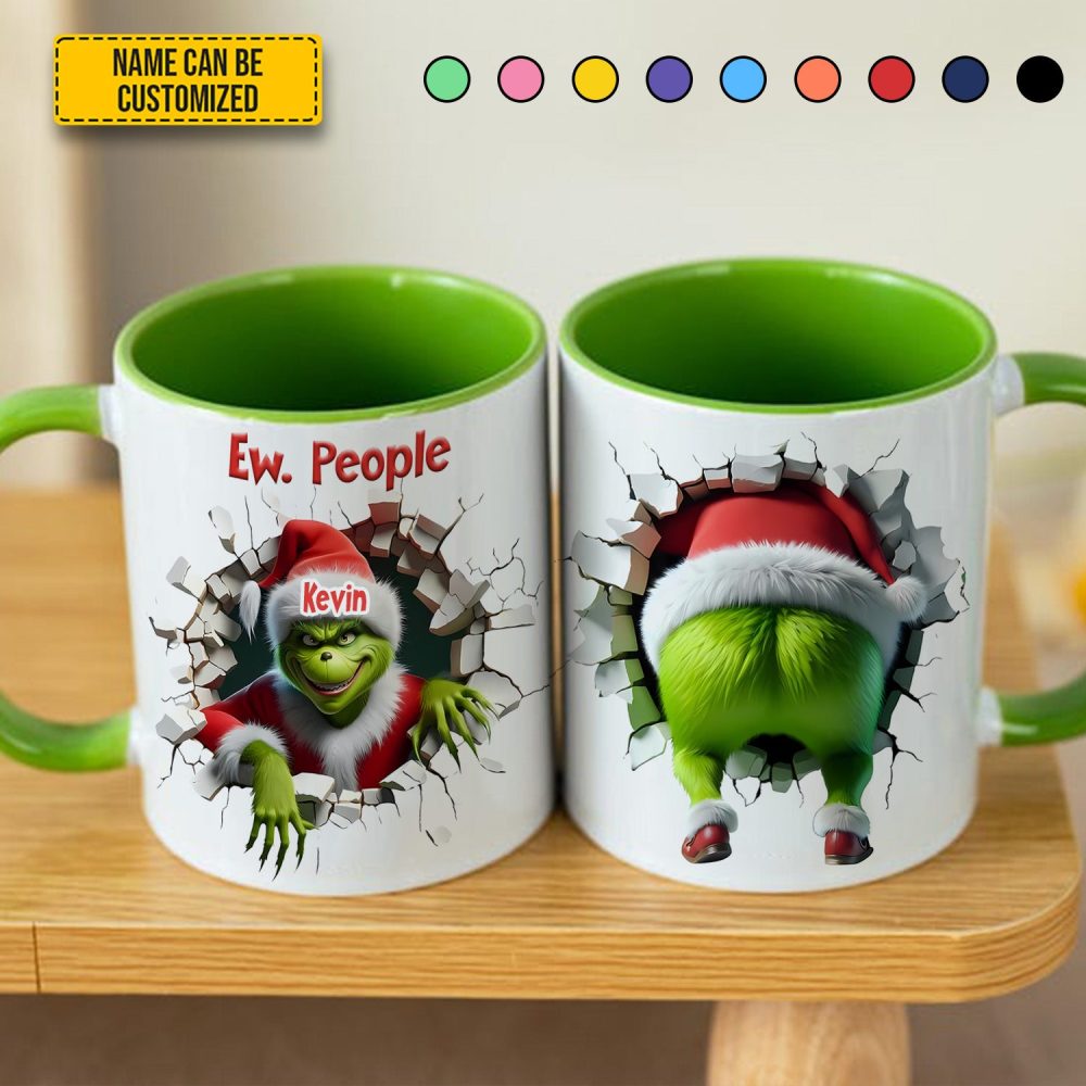 Funny Green Monster – Personalized Accent Mug - Image 2