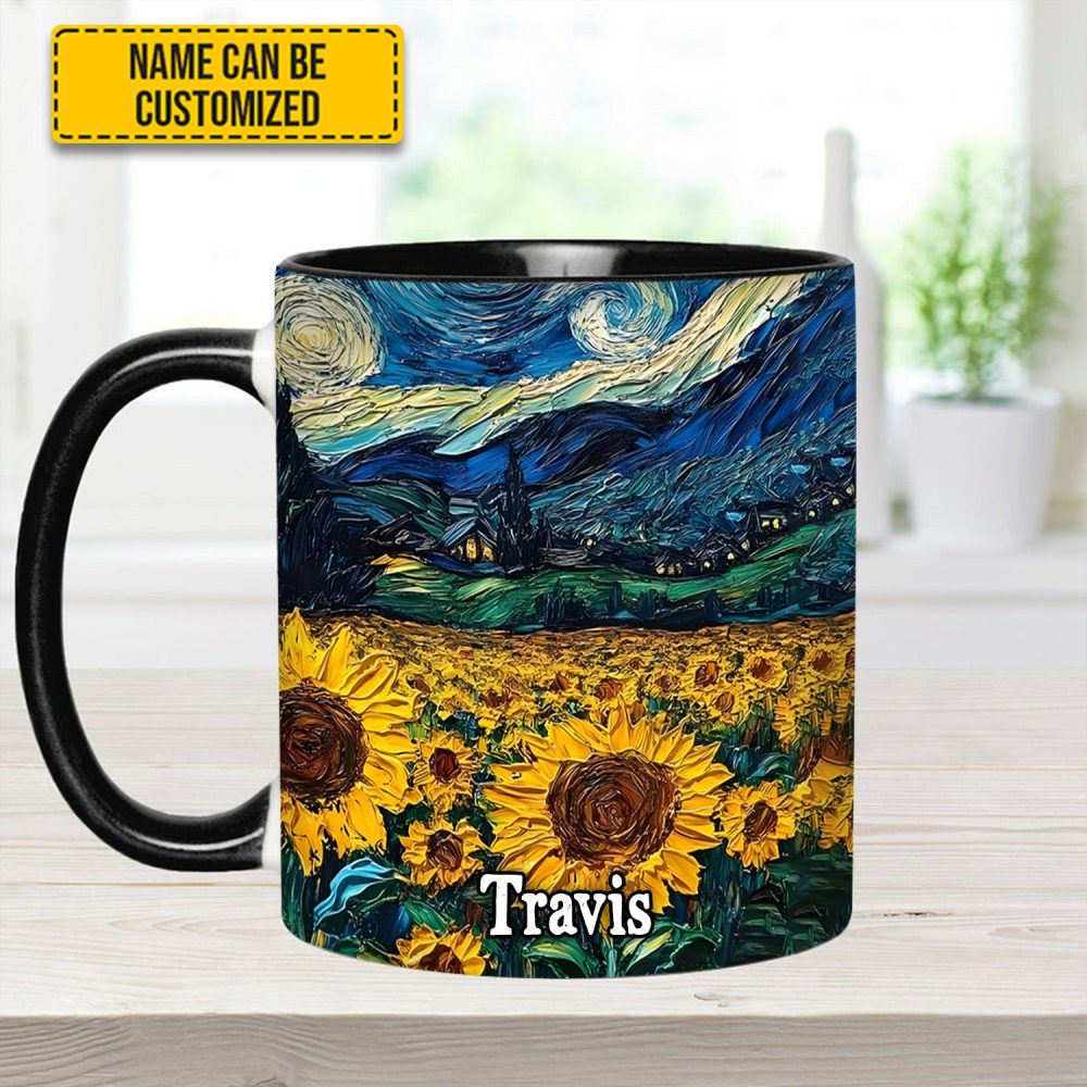 Starry Sunflowers – Personalized Accent Mug - Image 6