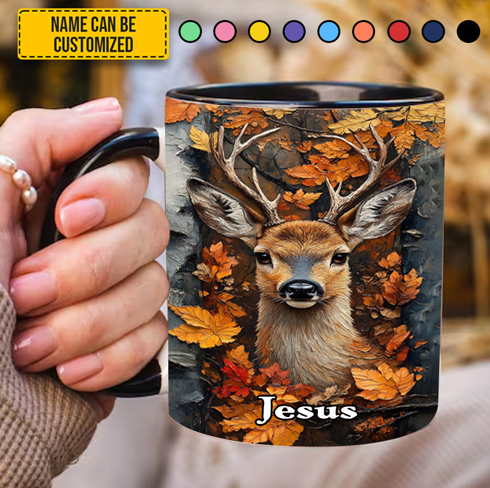 Autumn Stag – Personalized Deer Accent Mug - Image 5
