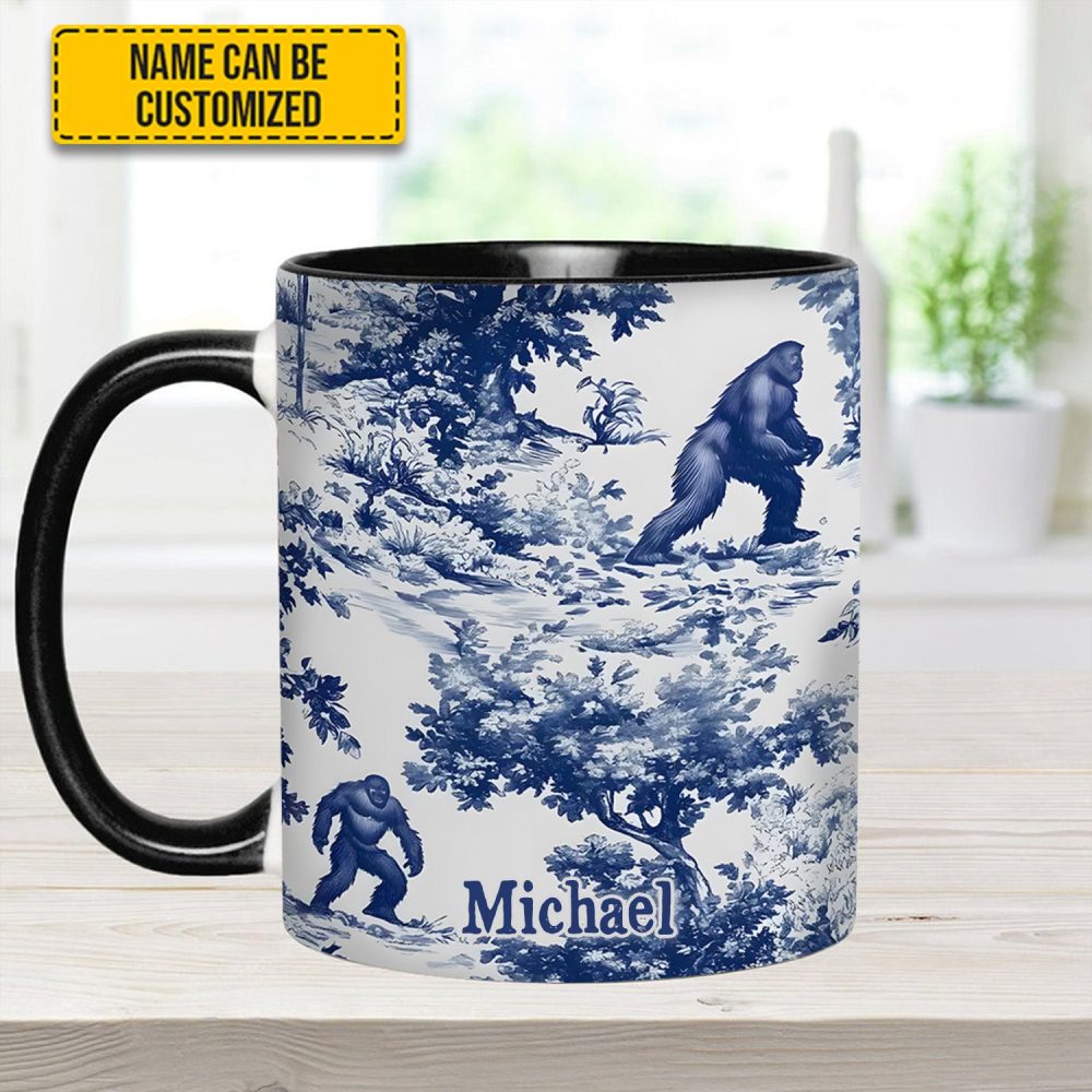 Bigfoot Sasquatch Print Forest Toile Funny - Personalized Accent Mug - Image 7
