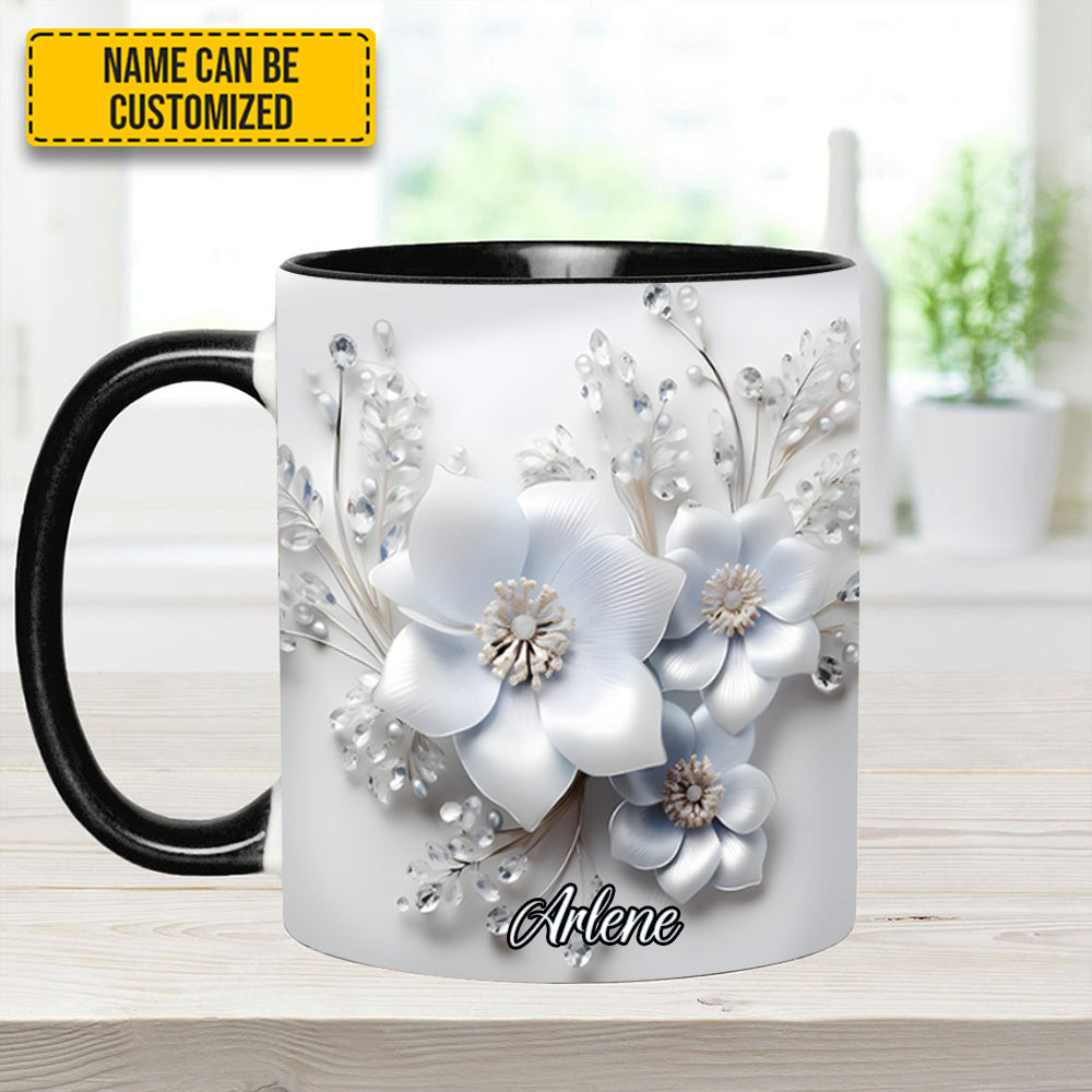 White Flowers - Personalized Flower Accent Mug - Image 5