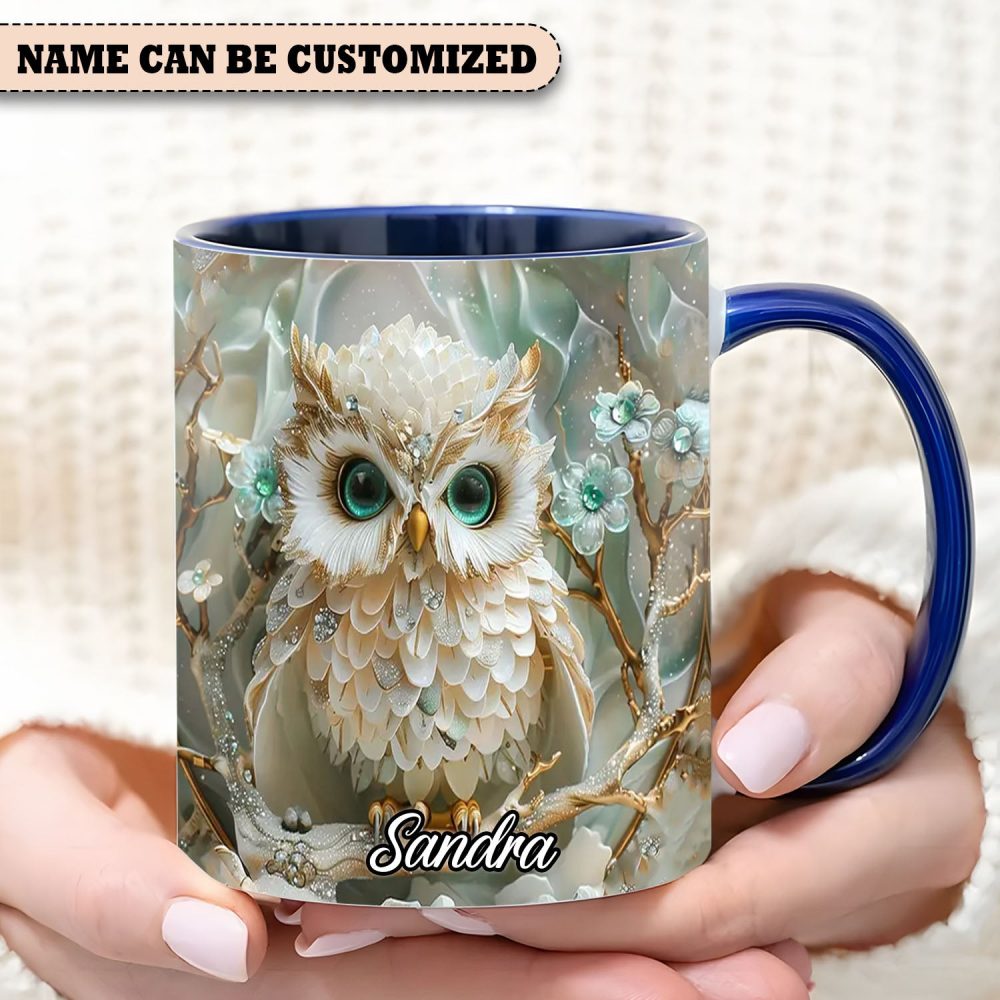 Beautiful Owl - Personalized Accent Mug - Image 2