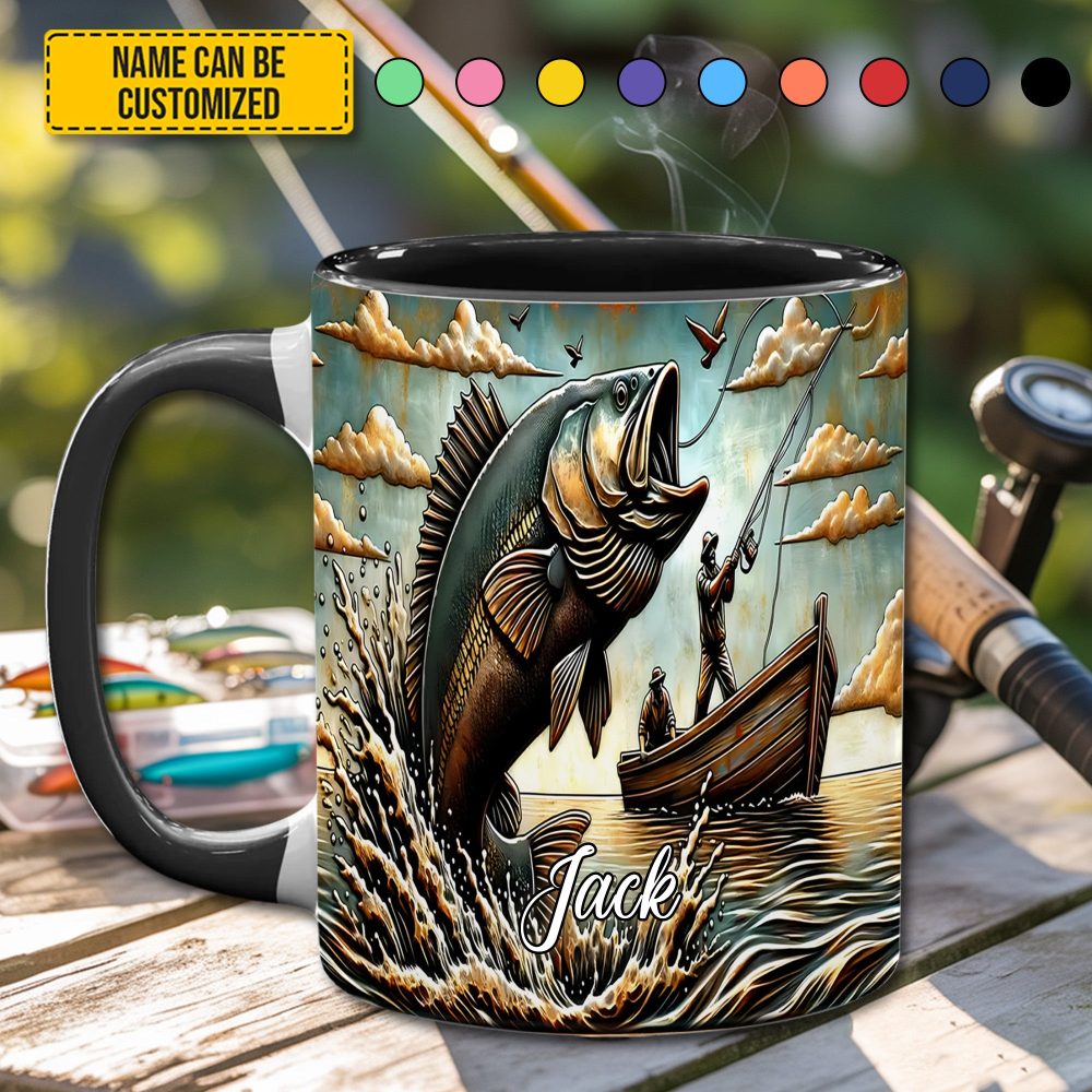 Love Fishing - Personalized Fishing Accent Mug