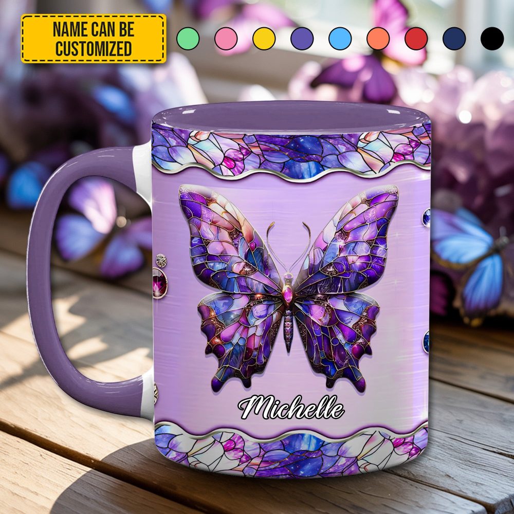 Sparkle Butterfly - Personalized Accent Mug - Image 5