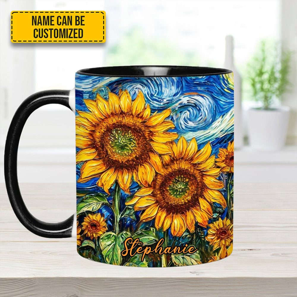 Starry Bloom – Personalized Sunflower Accent Mug - Image 2