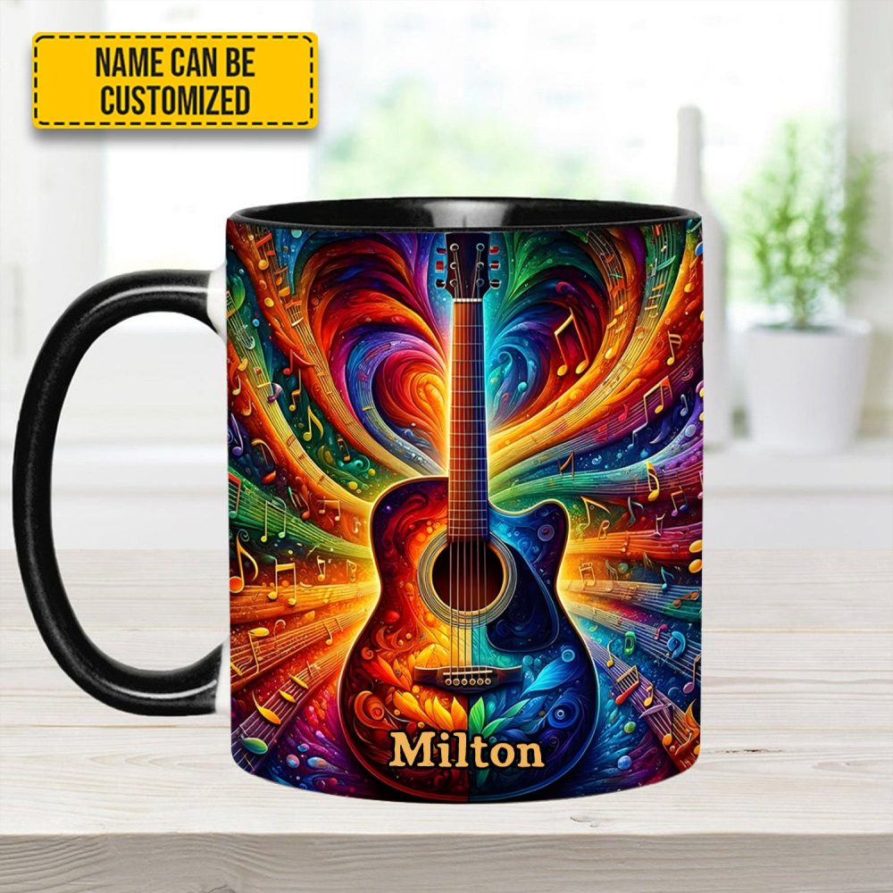 Personalized Colorful Guitar Music - Accent Mug - Image 5