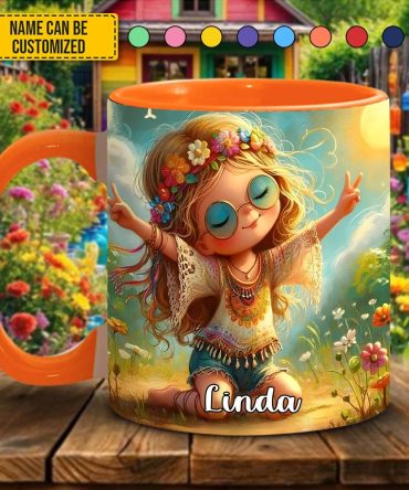 Personalized Hippie Girl Accent Mug