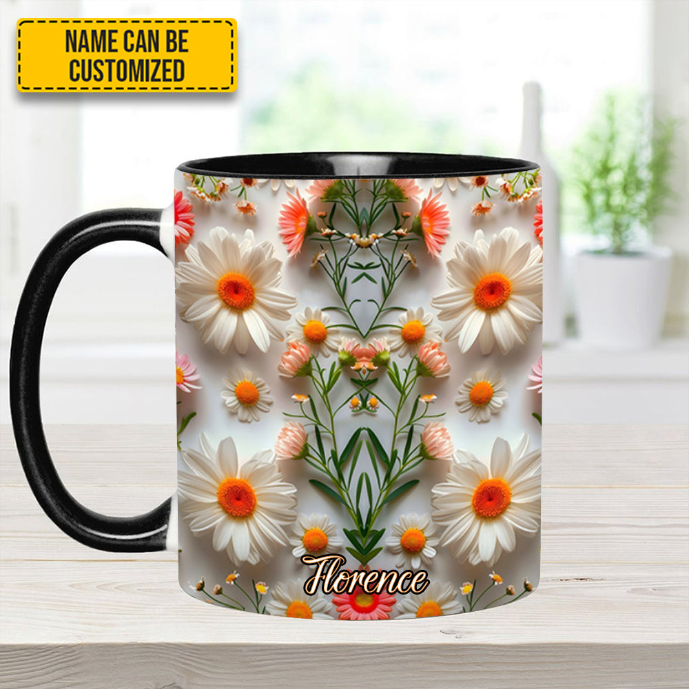 Daisy Flower Accent Mug - Personalized Accent Mug - Image 5