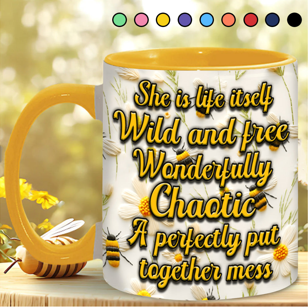 She Is Life Itself - Personalized Bee Accent Mug - Image 3