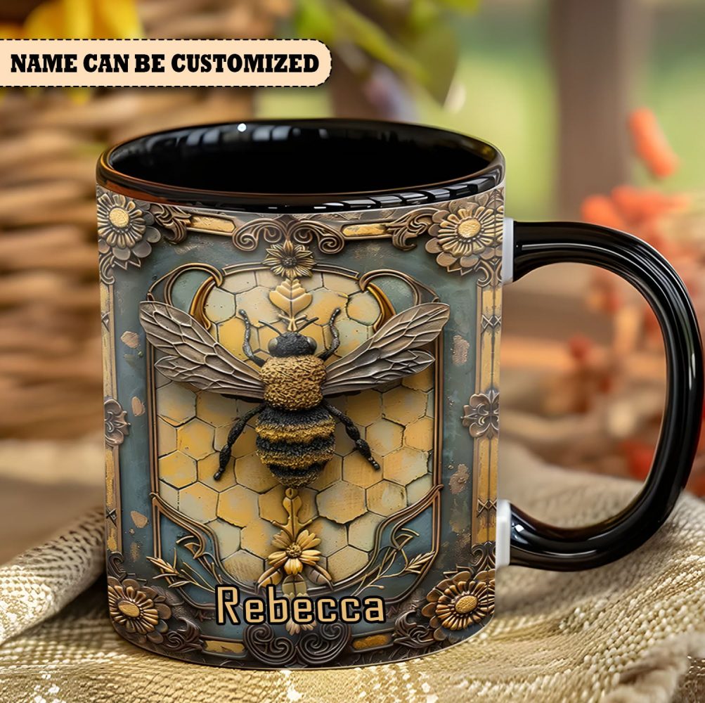 Vintage Bee Personalized Accent Mug - Image 3
