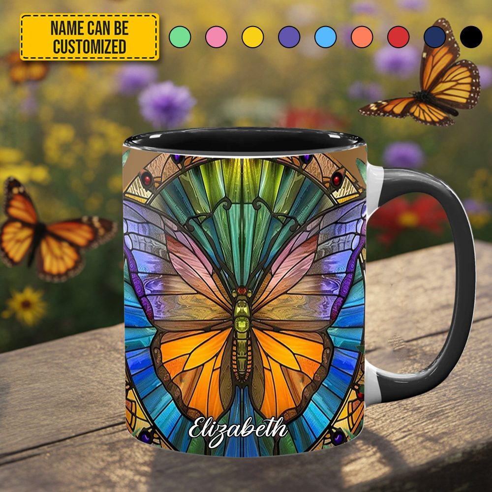 Personalized Vibrant Butterfly Accent Mug - Image 2